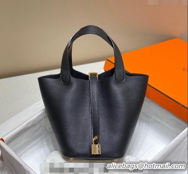 Super Quality Hermes Picotin Lock Bag 18cm in Togo Calfskin 11287 Black/Gold 2023