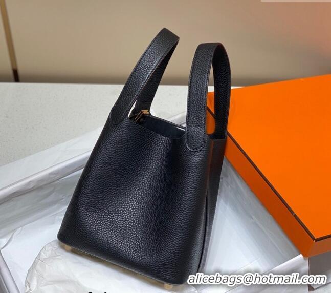 Super Quality Hermes Picotin Lock Bag 18cm in Togo Calfskin 11287 Black/Gold 2023