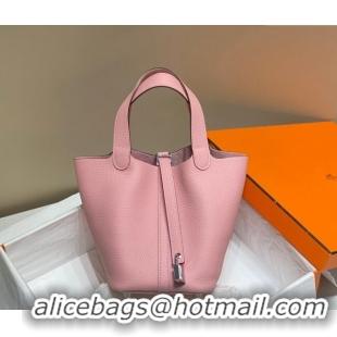 Promotional Hermes Picotin Lock Bag 18cm/22cm in Togo Calfskin 11287 Cream Pink/Silver 2023