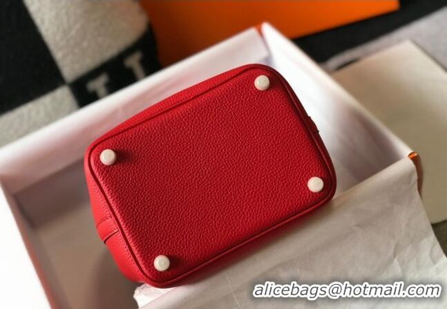 Super Quality Hermes Picotin Lock Bag 18cm/22cm in Togo Calfskin 11287 Red/Gold 2023