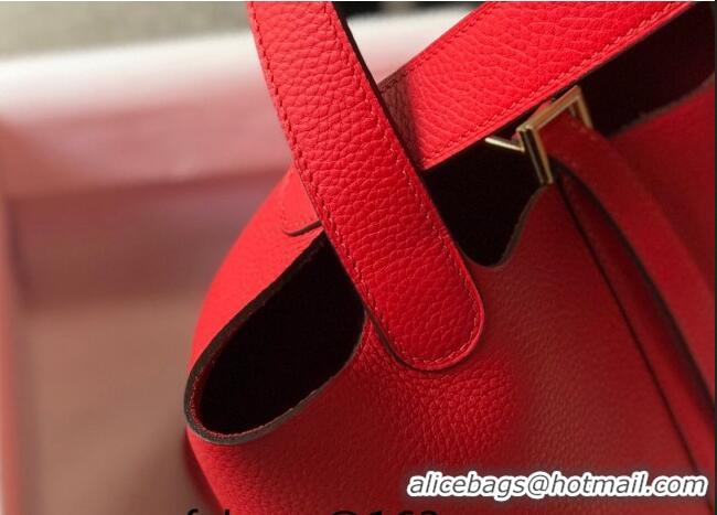 Super Quality Hermes Picotin Lock Bag 18cm/22cm in Togo Calfskin 11287 Red/Gold 2023