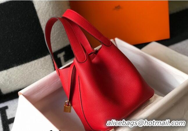 Super Quality Hermes Picotin Lock Bag 18cm/22cm in Togo Calfskin 11287 Red/Gold 2023