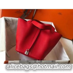 Top Quality Hermes Picotin Lock Bag 18cm/22cm in Togo Calfskin 11287 Red/Silver 2023