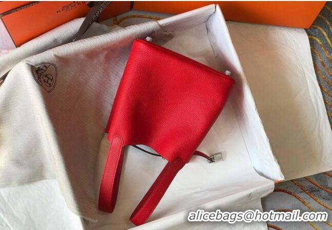 Top Quality Hermes Picotin Lock Bag 18cm/22cm in Togo Calfskin 11287 Red/Silver 2023