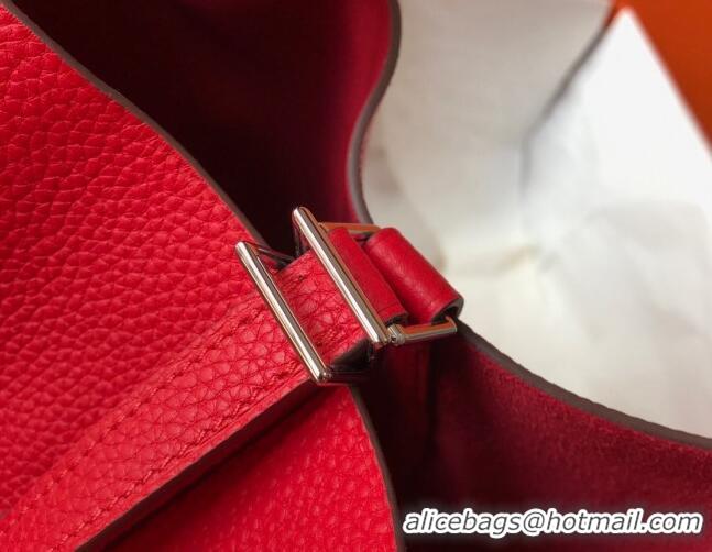 Top Quality Hermes Picotin Lock Bag 18cm/22cm in Togo Calfskin 11287 Red/Silver 2023