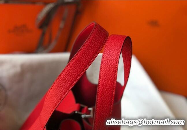 Top Quality Hermes Picotin Lock Bag 18cm/22cm in Togo Calfskin 11287 Red/Silver 2023