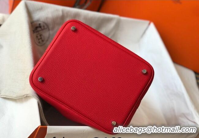 Top Quality Hermes Picotin Lock Bag 18cm/22cm in Togo Calfskin 11287 Red/Silver 2023