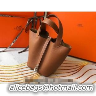 Best Price Hermes Picotin Lock Bag 18cm/22cm in Togo Calfskin 11287 Golden Brown/Silver 2023