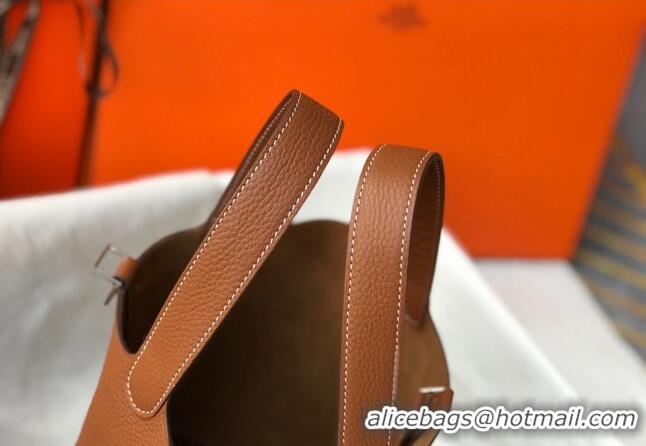 Best Price Hermes Picotin Lock Bag 18cm/22cm in Togo Calfskin 11287 Golden Brown/Silver 2023