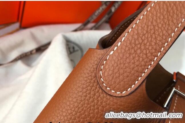 Best Price Hermes Picotin Lock Bag 18cm/22cm in Togo Calfskin 11287 Golden Brown/Silver 2023