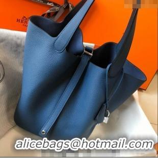 Good Taste Hermes Picotin Lock Bag 18cm/22cm in Togo Calfskin 11287 Aged Blue/Silver 2023