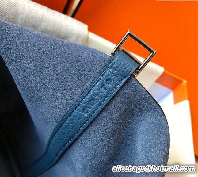 Good Taste Hermes Picotin Lock Bag 18cm/22cm in Togo Calfskin 11287 Aged Blue/Silver 2023