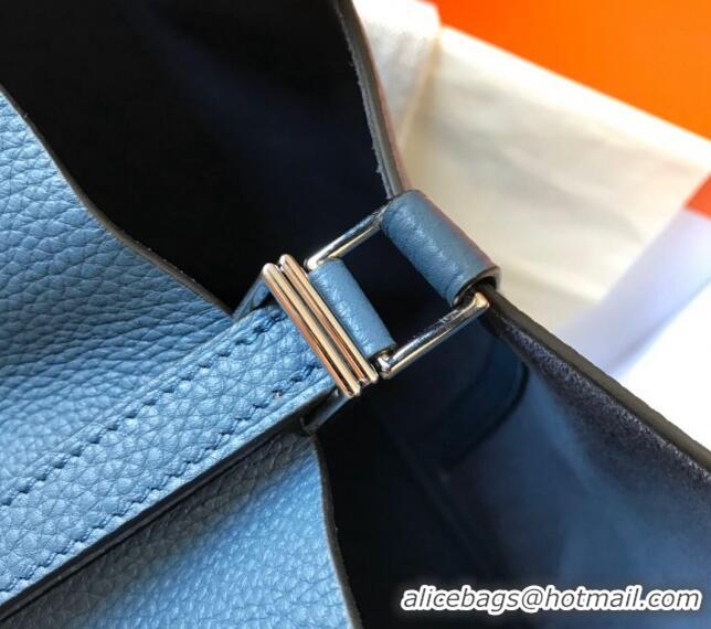 Good Taste Hermes Picotin Lock Bag 18cm/22cm in Togo Calfskin 11287 Aged Blue/Silver 2023