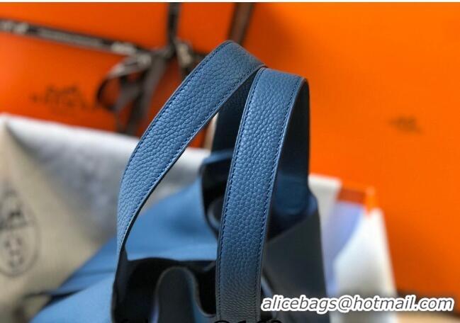 Good Taste Hermes Picotin Lock Bag 18cm/22cm in Togo Calfskin 11287 Aged Blue/Silver 2023