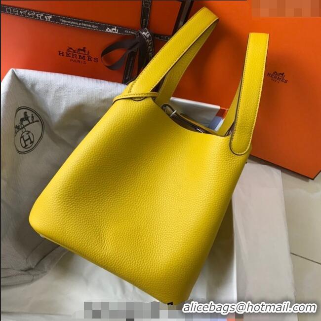 Well Crafted Hermes Picotin Lock Bag 18cm/22cm in Togo Calfskin 11287 Amber Yellow/Silver 2023