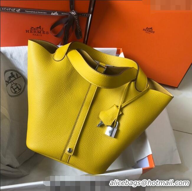 Well Crafted Hermes Picotin Lock Bag 18cm/22cm in Togo Calfskin 11287 Amber Yellow/Silver 2023