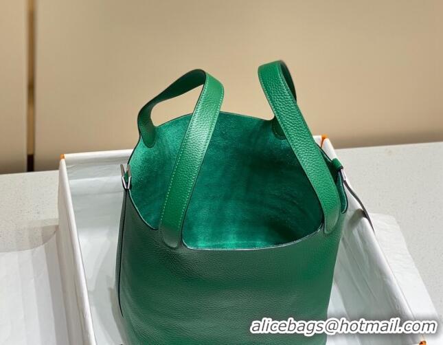 Famous Brand Hermes Picotin Lock Bag 18cm/22cm in Togo Calfskin 11287 Emerald Green/Silver 2023