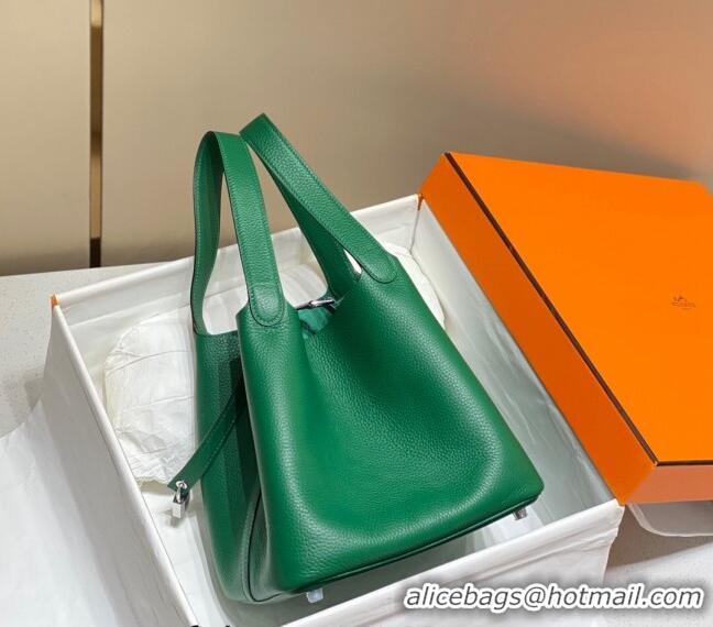 Famous Brand Hermes Picotin Lock Bag 18cm/22cm in Togo Calfskin 11287 Emerald Green/Silver 2023