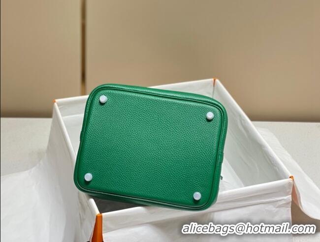 Famous Brand Hermes Picotin Lock Bag 18cm/22cm in Togo Calfskin 11287 Emerald Green/Silver 2023