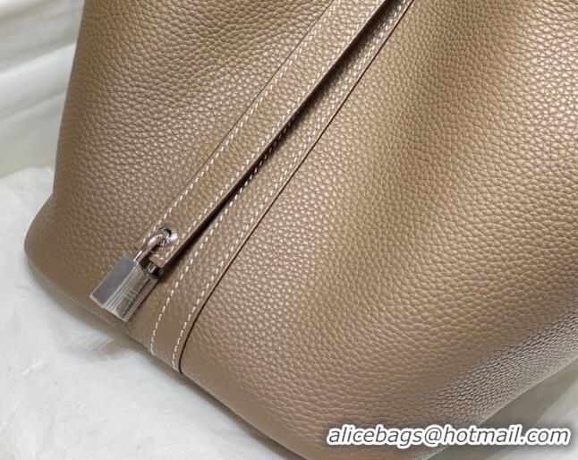 Most Popular Hermes Picotin Lock Bag 18cm/22cm in Togo Calfskin 11287 Elephant Grey/Silver 2023