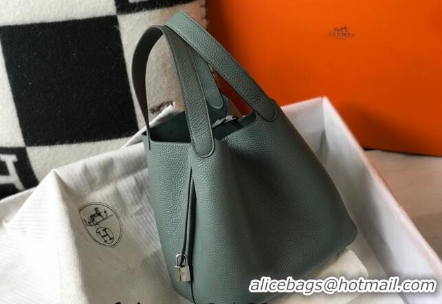 Most Popular Hermes Picotin Lock Bag 18cm/22cm in Togo Calfskin 11287 Almond Green/Silver 2023