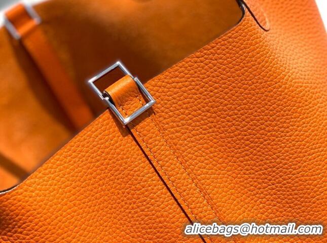 Grade Quality Hermes Picotin Lock Bag 18cm/22cm in Togo Calfskin 11287 Orange/Silver 2023