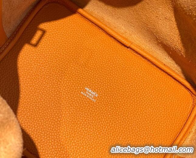 Grade Quality Hermes Picotin Lock Bag 18cm/22cm in Togo Calfskin 11287 Orange/Silver 2023