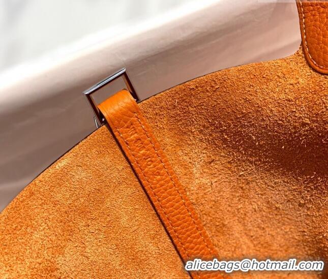 Grade Quality Hermes Picotin Lock Bag 18cm/22cm in Togo Calfskin 11287 Orange/Silver 2023