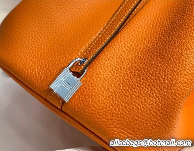 Grade Quality Hermes Picotin Lock Bag 18cm/22cm in Togo Calfskin 11287 Orange/Silver 2023