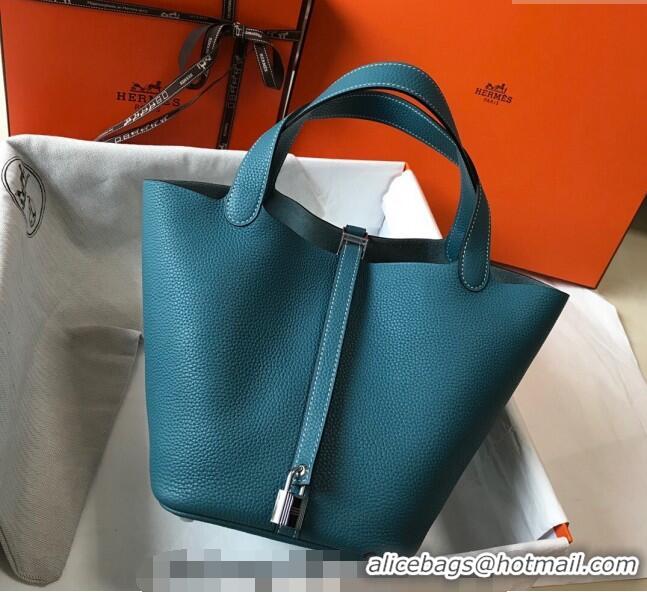 Classic Design Hermes Picotin Lock Bag 18cm/22cm in Togo Calfskin 11287 Denim Blue/Silver 2023