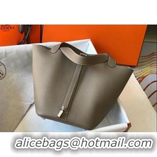 Super Quality Hermes Picotin Lock Bag 18cm/22cm in Togo Calfskin 11287 Dove Grey/Silver 2023