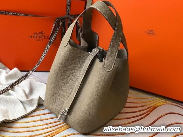 Super Quality Hermes Picotin Lock Bag 18cm/22cm in Togo Calfskin 11287 Dove Grey/Silver 2023