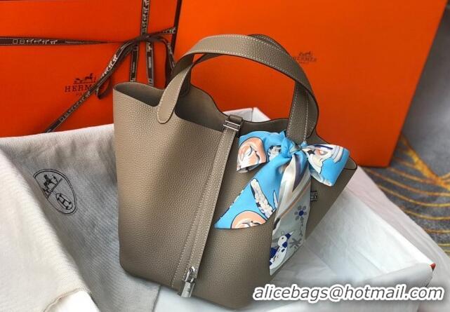 Super Quality Hermes Picotin Lock Bag 18cm/22cm in Togo Calfskin 11287 Dove Grey/Silver 2023