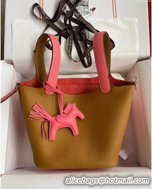 Grade Design Hermes Picotin Lock Bag 18cm/22cm in Taurillon Clemence Leather H2901 Sesame/ Lipstick Pink/Silver (Full Ha