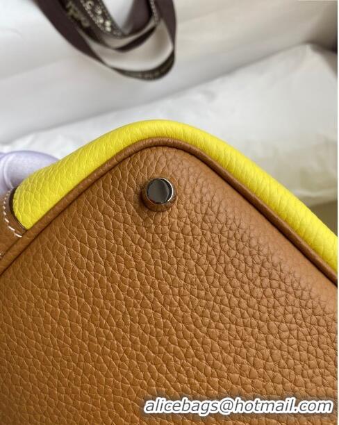 Grade Design Hermes Picotin Lock Bag 18cm/22cm in Taurillon Clemence Leather H2901 Sesame/ Lemon/Silver (Full Handmade)