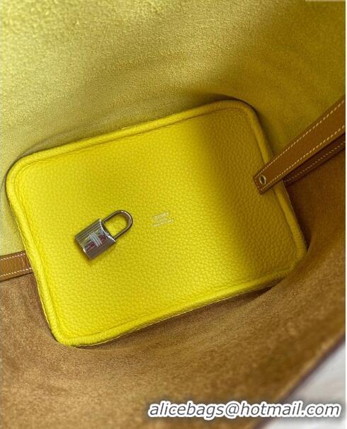 Grade Design Hermes Picotin Lock Bag 18cm/22cm in Taurillon Clemence Leather H2901 Sesame/ Lemon/Silver (Full Handmade)