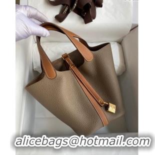 Best Price Hermes Picotin Lock Bag 18cm/22cm in Taurillon Clemence Leather H2901 Etoupe/Brown/Gold (Full Handmade)