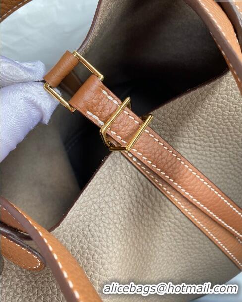 Best Price Hermes Picotin Lock Bag 18cm/22cm in Taurillon Clemence Leather H2901 Etoupe/Brown/Gold (Full Handmade)