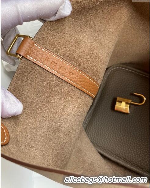 Best Price Hermes Picotin Lock Bag 18cm/22cm in Taurillon Clemence Leather H2901 Etoupe/Brown/Gold (Full Handmade)