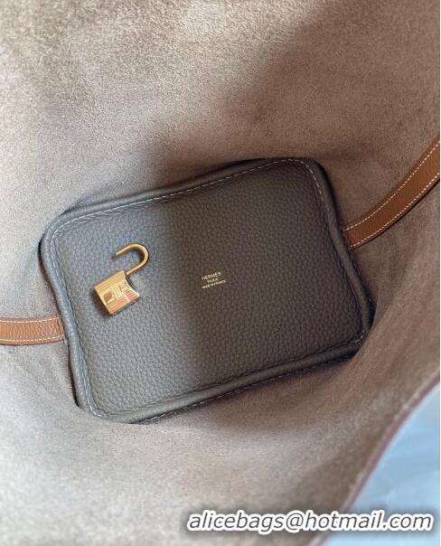 Best Price Hermes Picotin Lock Bag 18cm/22cm in Taurillon Clemence Leather H2901 Etoupe/Brown/Gold (Full Handmade)