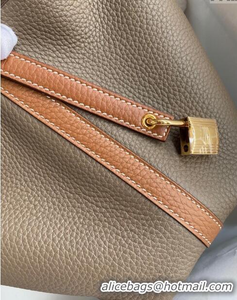 Best Price Hermes Picotin Lock Bag 18cm/22cm in Taurillon Clemence Leather H2901 Etoupe/Brown/Gold (Full Handmade)