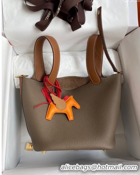 Best Price Hermes Picotin Lock Bag 18cm/22cm in Taurillon Clemence Leather H2901 Etoupe/Brown/Gold (Full Handmade)