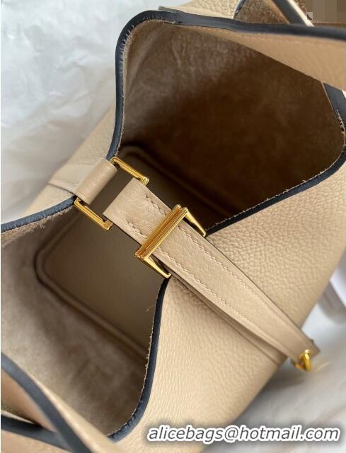 New Fashion Hermes Picotin Lock Bag 18cm/22cm in Taurillon Clemence Leather Turtledove H2901 Grey/Gold (Pure Handmade)