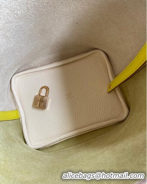 Good Product Hermes Picotin Lock Bag 18cm/22cm in Taurillon Clemence Leather  H2901 Cream White/Lemon/Gold (Pure Handmad