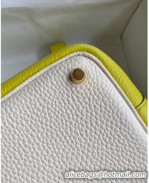 Good Product Hermes Picotin Lock Bag 18cm/22cm in Taurillon Clemence Leather  H2901 Cream White/Lemon/Gold (Pure Handmad