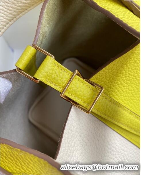 Good Product Hermes Picotin Lock Bag 18cm/22cm in Taurillon Clemence Leather  H2901 Cream White/Lemon/Gold (Pure Handmad