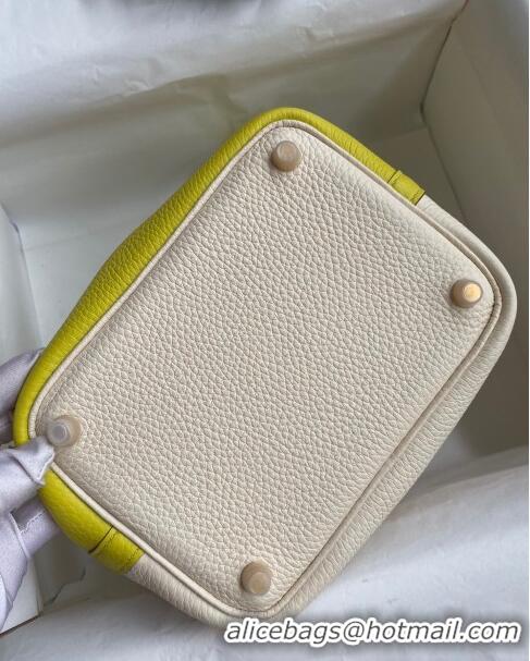 Good Product Hermes Picotin Lock Bag 18cm/22cm in Taurillon Clemence Leather  H2901 Cream White/Lemon/Gold (Pure Handmad