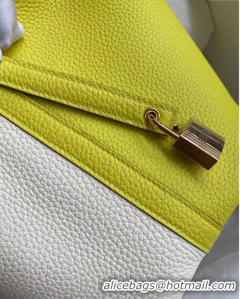 Good Product Hermes Picotin Lock Bag 18cm/22cm in Taurillon Clemence Leather  H2901 Cream White/Lemon/Gold (Pure Handmad