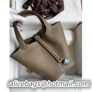 Good Product Hermes Picotin Lock Bag 18cm/22cm in Taurillon Clemence Leather H2901 Etoupe/Silver (Pure Handmade)