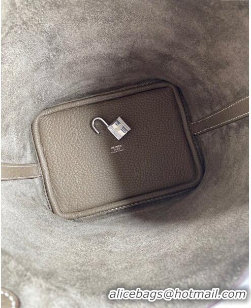 Good Product Hermes Picotin Lock Bag 18cm/22cm in Taurillon Clemence Leather H2901 Etoupe/Silver (Pure Handmade)